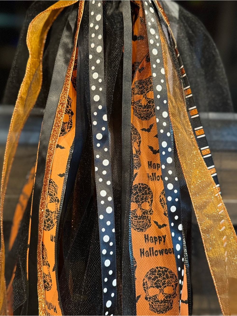 Halloween Ribbon Accessory for wreath - Black & Orange cute and fun